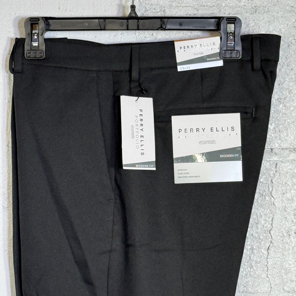 Perry Ellis Portfolio Men's Modern-Fit Twill Pants - Charcole 33x32 $95